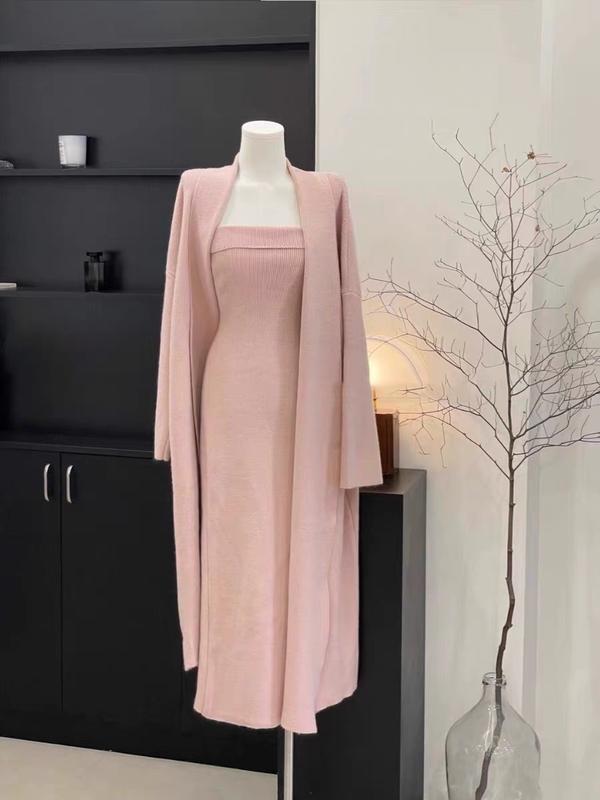  C22 Set váy len váy + áo choàng dài ngang thân,trơn màu dày dặn hàng quảng châu cao cấp Mùa đông Women Top C22 