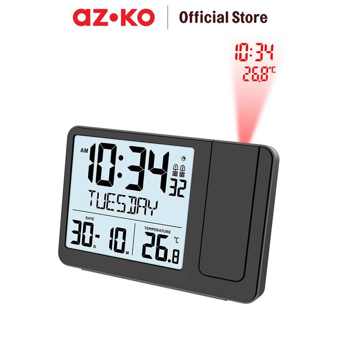 Jual AZKO Forhom Jam Meja Lcd Digital Proyektor - Hitam Desk Clock ...