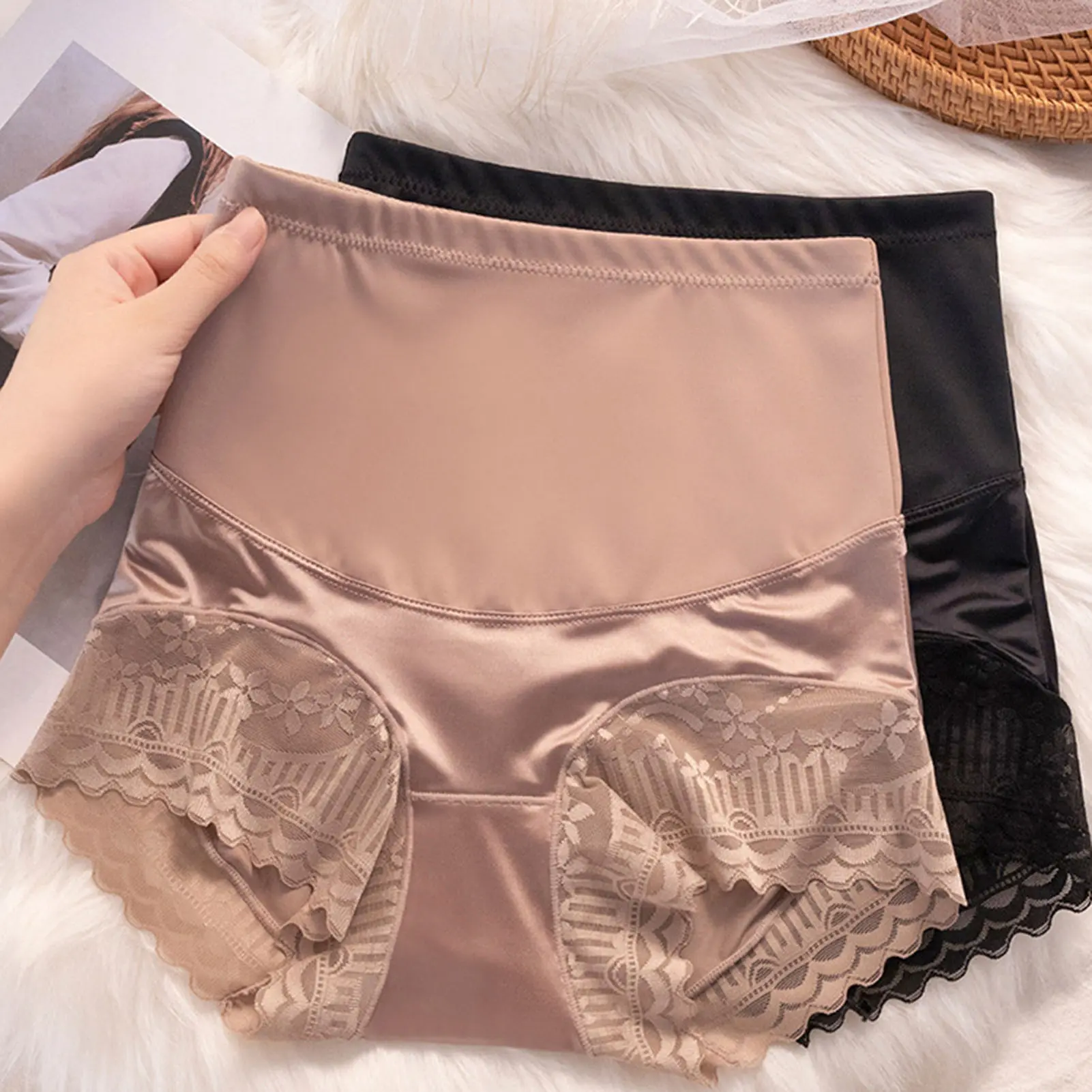 Women Panties Flower Print High Waist Tymmy Control Thin Slimming Butt-lifted Soft Anti-septic Female Intimate Clothes Underpants Underwear
