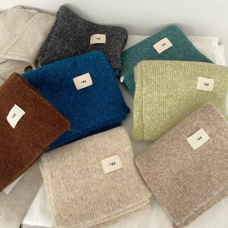 Khăn choàng len dệt kim EGG Korea sáp mềm mại, khăn quàng cổ trơn unisex chất cashmere ấm áp new 2024 1