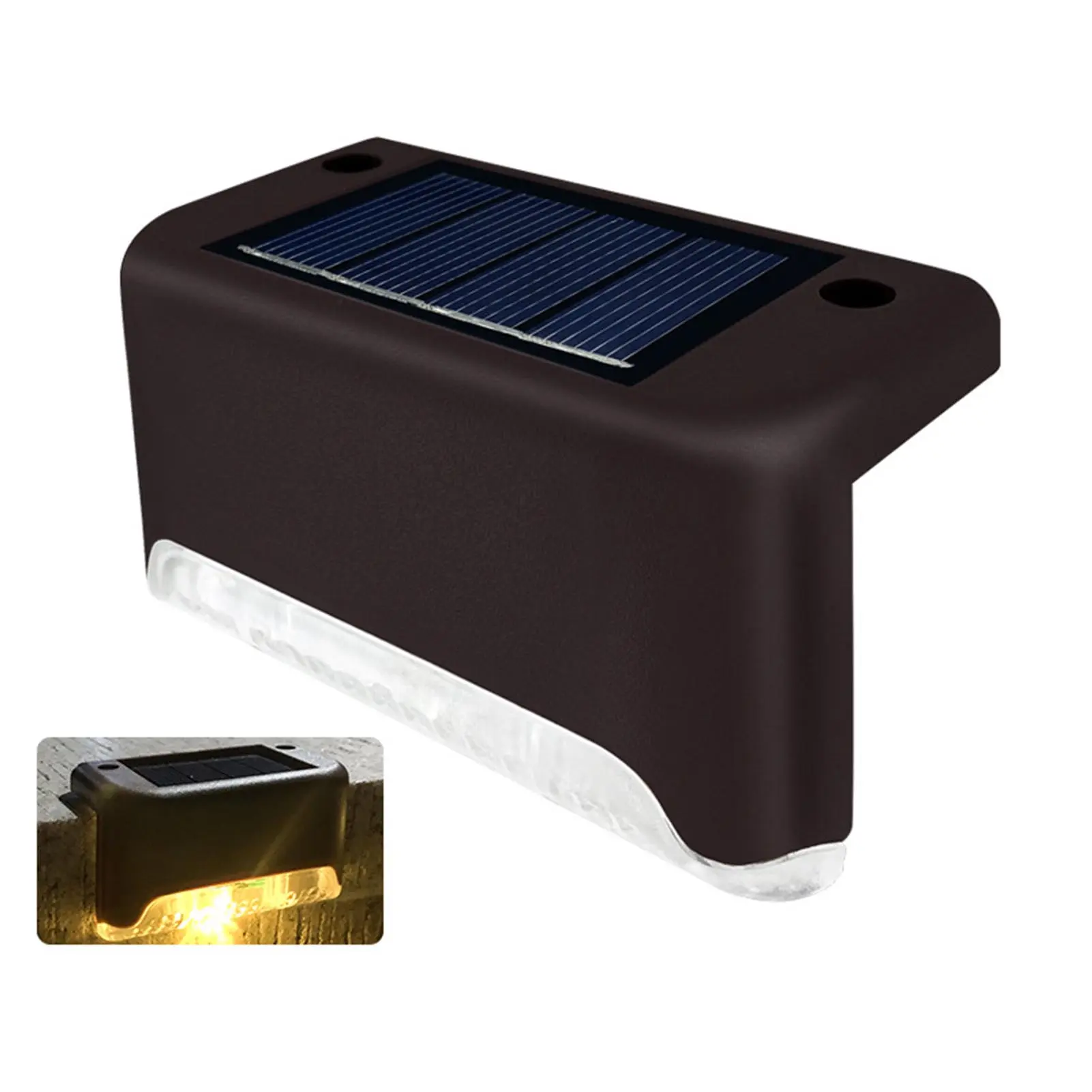 (PURONG) Outdoor Solar Deck Lights, Outdoor Decorate Lights, Solar Garden Lights, Outdoor Fence Lights,  Waterproof Solar Step Lights, Warm LED Lights, For Outdoor Stairs, Step, Fence, Garden, Balcony, Yard, Patio, And Pathway