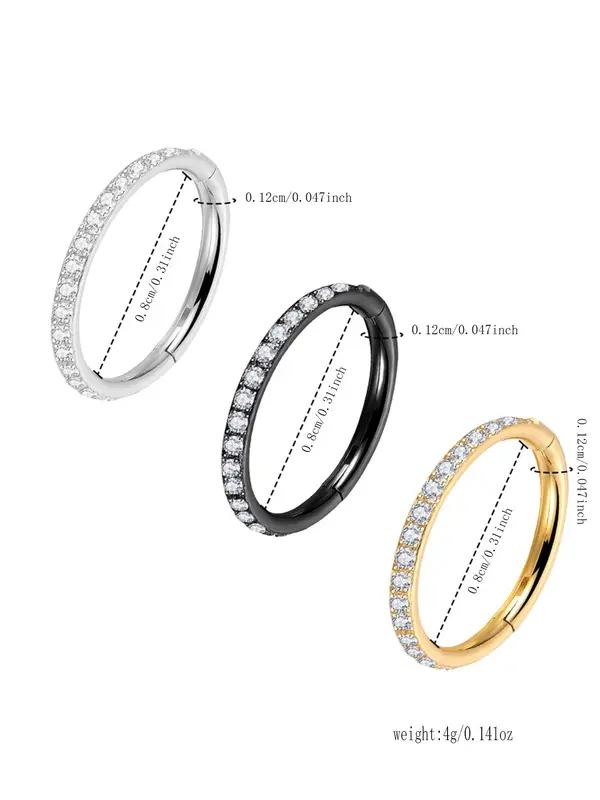 Stainless Steel Nose Ring Set, Rhinestones Decor Nose Ring Set, Fashion Jewelry for Party, Daily Clothing Decor, Trendy All-match & Exquisite Jewelry for Birthday Gift 1