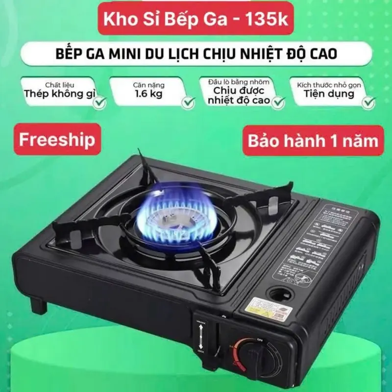 Bếp ga mini, bếp ga du lịch sơn tĩnh điện mẫu mới 2025 an toàn tiện lợi