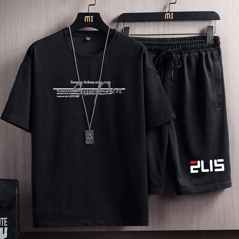 Product Introduction of Summer Men's Sports Suit Men's Korean-Style Fashionable Loose Casual Short-Sleeved Shorts T-shirt Handsome Clothes Men 12