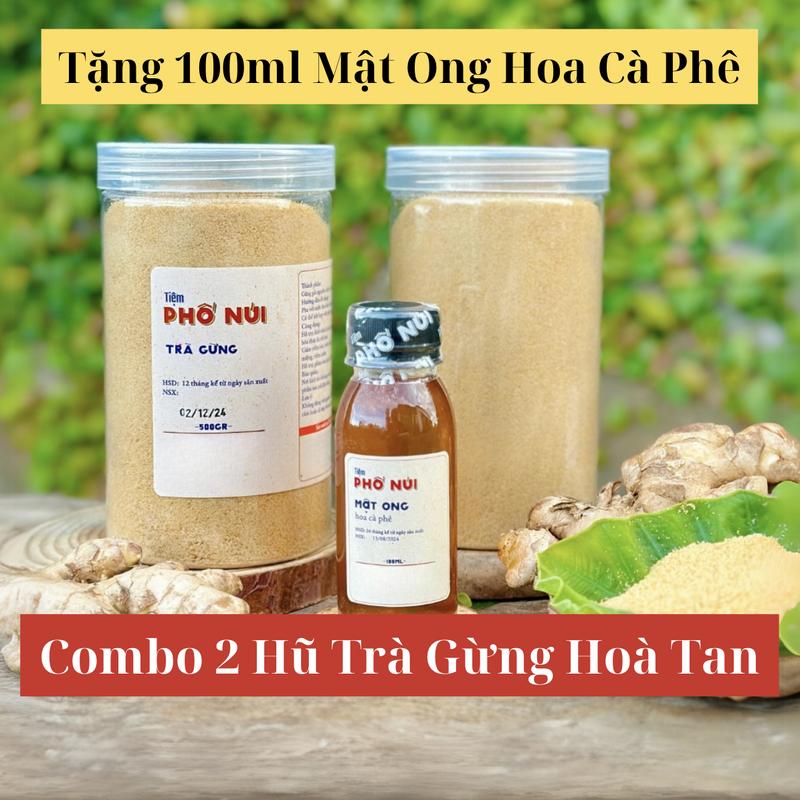 Combo 2 Hũ Trà Gừng 500gram/hũ Tặng 100ml Mật Ong Hoa Cà Phê XAM - Tiệm Phố Núi