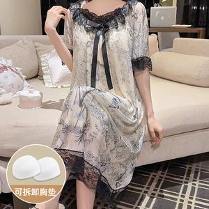 Baju Tidur Boleh Laras dan Boleh Tanggal, Berpad, Rekaan Modal dan Jaringan Tipis, Penyerap Kelembapan, Sesuai untuk Musim Bunga-Musim Panas, Pakaian Tidur dan Keperluan Ruang Rehat Rumah