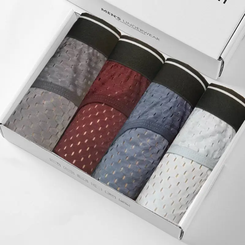 4pcs/lot Men Cool Breather Mesh Summer Briefs Underwear