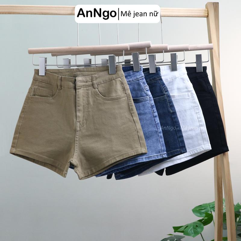 Quần short jean nữ co giãn lai kiểu chất jean cotton dày dặn Anngo - AT488 0