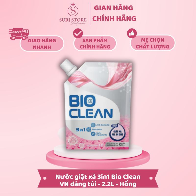  SURI STORE - Nước giặt xả 3in1 Bio Clean VN dạng túi - 2.2L - Hồng Làm Sạch 