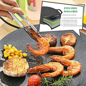 39cm parrilla parrilla sartén, antiadherente redondo parrilla sartén, multifuncional engrosado hierro fundido parrilla estufa placa para cocina familiar camping cocina