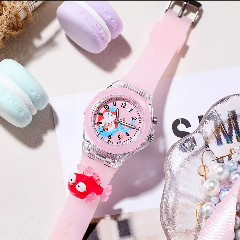 2024 New Cartoon Elementary School Children's Watch, Colorful Flashing Luminous Watch, Doll Silicone Waterproof Electronic Watch
