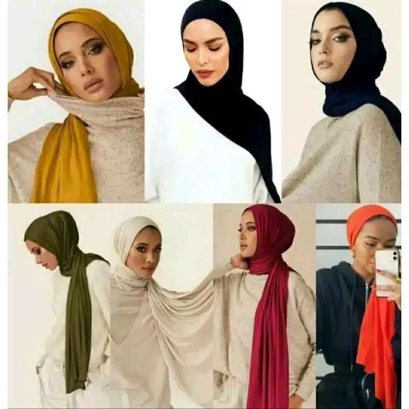 Pashmina Kaos Polos, Pashmina Kaos Turki, Jahit Tepi, Bahan Kaos Rayon Super Premium 1
