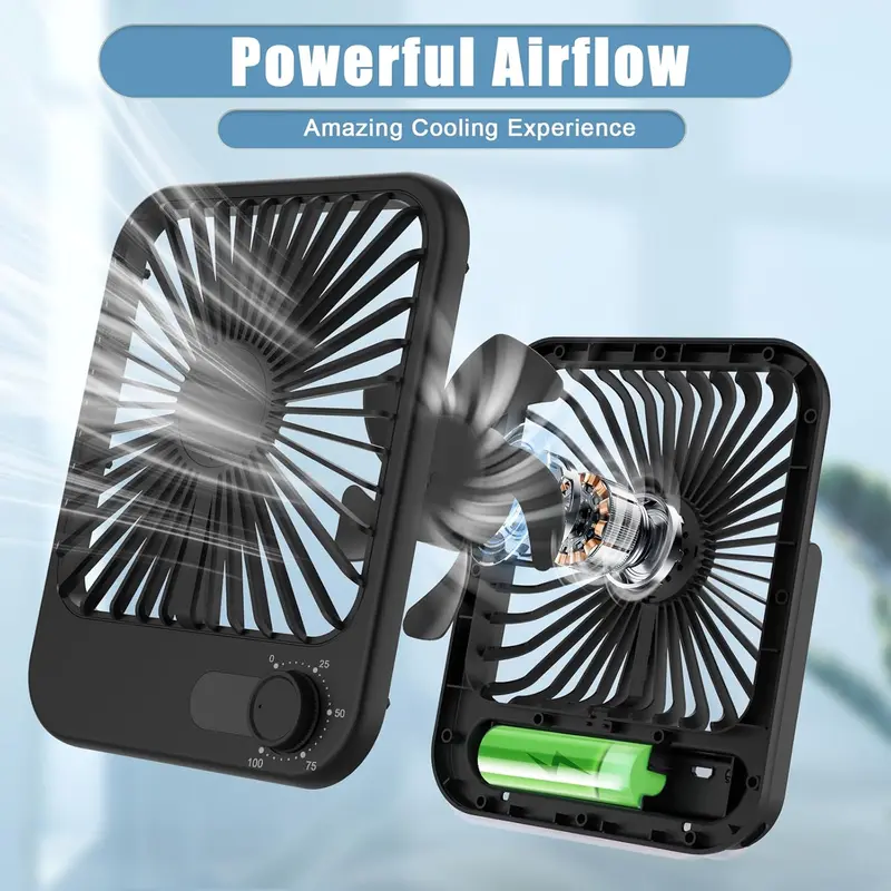 100-speed Smart Desk Fan with Digital LED Display, 180° Adjustable Tilt Fan with Rechargeable Battery & Ultra-portable Design for Office/Bedroom/Travel, Cooling Fan 4