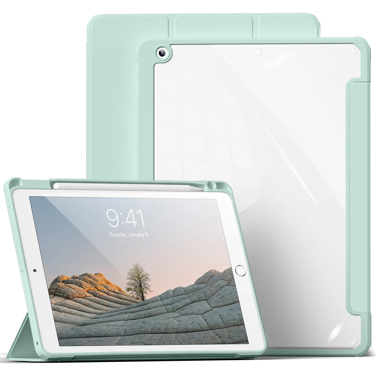 Anti-scratch Tablet Case with Pen Slot, 1 Count Clear Case with Smart Sleep & Wake Function, Tablet Accessories for iPad 10.2 Inch 7th/8th/9th Gen