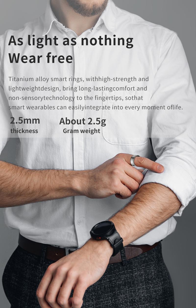 Product Introduction of Fashion SR05 smart ring Body temperature detection outdoor Titanium + epoxy resin smart finger ring Surprise Gift Box for love 18
