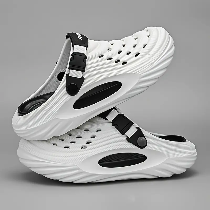 Men's Breathable EVA Slip-On Mules - Thick Sole Comfort, Ventilation Holes & Cushioned Insole for Summer, Indoor/Outdoor, Beach & Casual Wear - Black  Boy Footwear 3