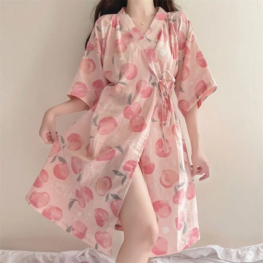 Váy Ngủ Có Dây Đeo Kimono Phong Cách Nhật Bản, Váy Áo Choàng Tắm, Đồ Ngủ Cho Nữ, Mặc Nhà Mùa Hè, Váy Ngủ Mùa Hè, Áo Choàng Tắm Mùa Hè, 2024V