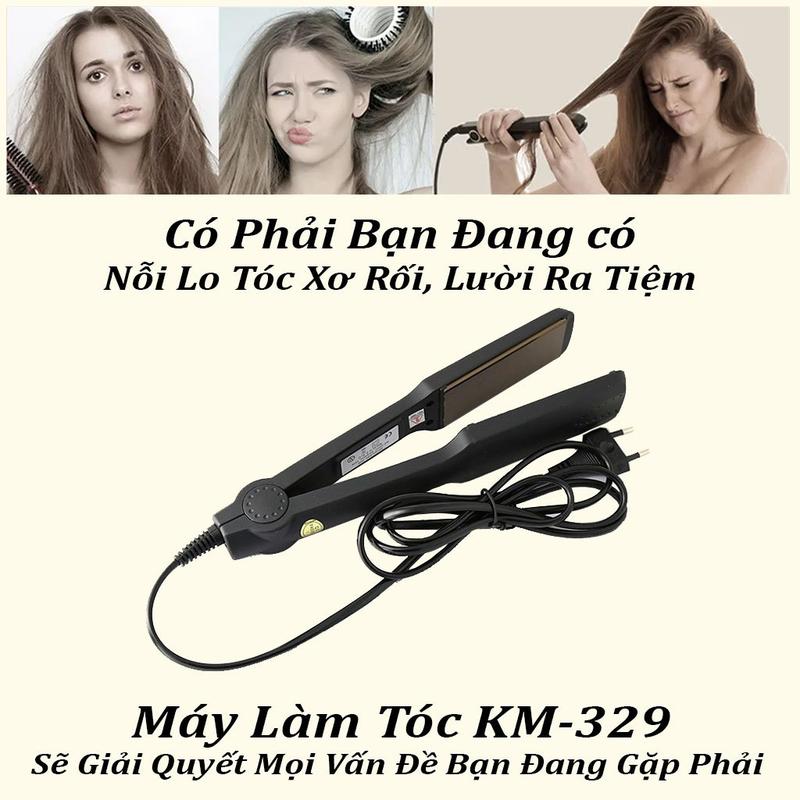 Máy Là Tóc Duỗi Tóc 4 Mức Nhiệt Kemei KM329 - Dụng Cụ Uốn Tóc Tạo Kiểu Đa Năng Tại Nhà Ép Là Thẳng, Uốn Cụp, Xoăn Lọn Máy Uốn Tóc 3