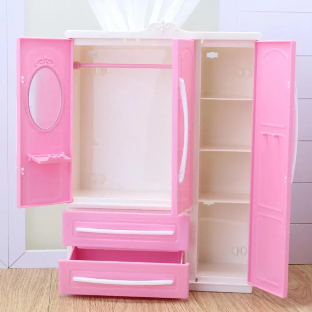 Plastic Doll Wardrobe Furniture Storage Cabinet Accessories Home Decoration，Doll Open Wardrobe Dollhouse Closet Doll Hangers
