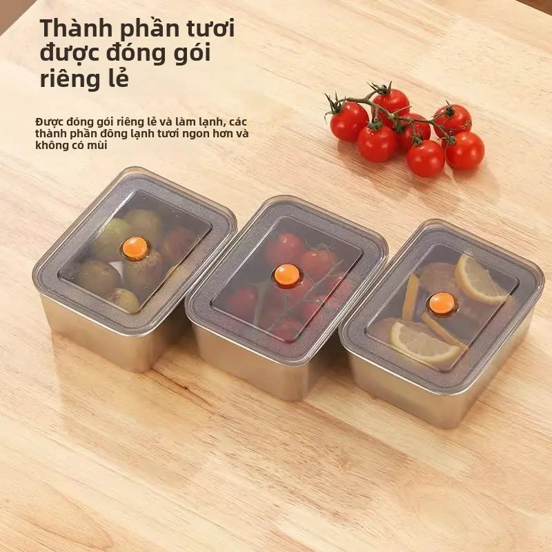 Hộp Giữ Tươi, Thép Không Gỉ, Hình Vuông, Hộp Bảo Quản Thực Phẩm, Làm Mát Tủ Lạnh, Hộp Bảo Quản Đĩa Trái Cây, Hộp Cơm Nhỏ 1