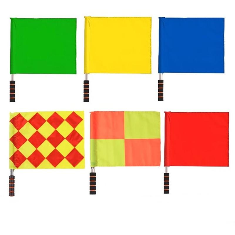 Product Introduction of High Quality Professional Referee Flag Multi-color Waterproof Issuing Flags with Sponges Handle Signal Flags Volleyballs Football Supplies 15