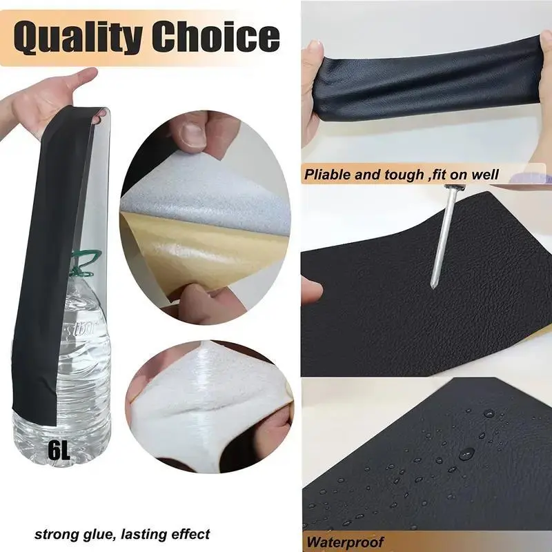 Self Adhesive Faux Leather Textured Fabric, 1 Count Multi-purpose Decorative Faux Leather Tape, DIY Repair Patch for Sofa, Car Seat, Furniture, Handbag, Jacket 4
