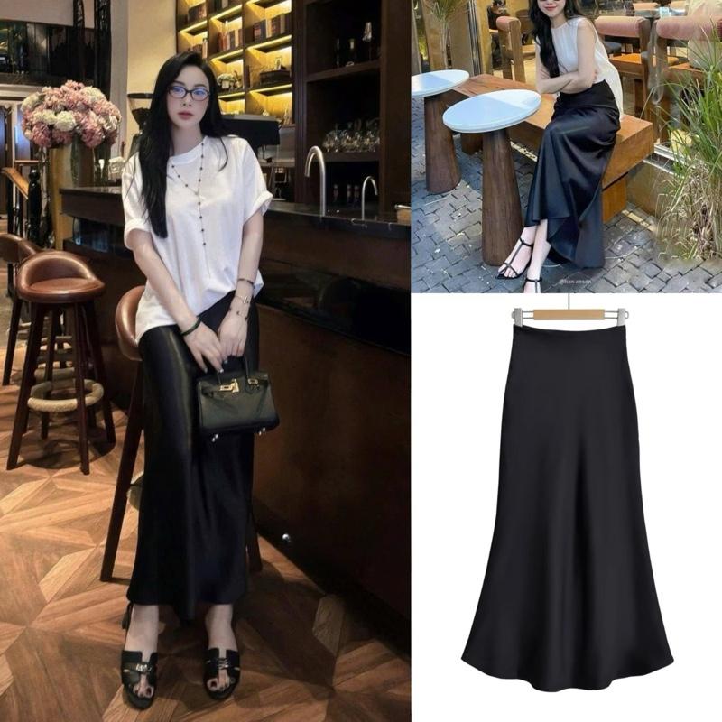    Hàng QCCC  Sẵn Giao   Chân Váy Lụa Satin Dáng Dài Đuôi Cá Sang Trọng Nhẹ Nhàng Tiểu Thư  Thanh Lịch Women Dress By DiepGuangZhou 260225 