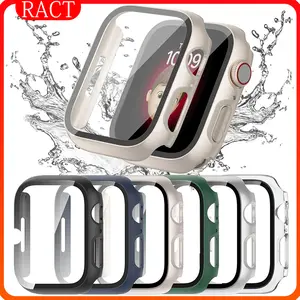 2 In 1 Tempered Glass with PC Case for IWatch Apple Watch Ultra 2/Ultra 49mm 40mm 41mm 44mm 45mm Series 1 2 3 4 5 6 7 8 9 SE 42 38 Mm Tali Jam Tangan Smartwatch 9 PRO DT No 1 HW22 W26 IWO T500 + Pelindung Matte Model Film Pelindung Cover Screen Protector