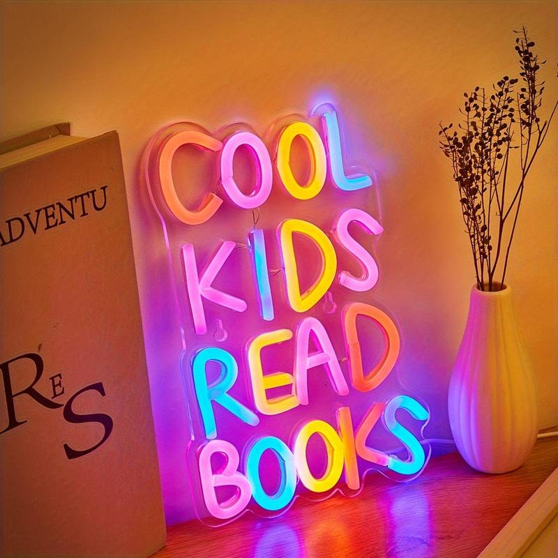 Product Introduction of USB Powered Neon Sign, Read Books Theme Neon Sign, Creative Wall Mounted Novelty Light for Home Bedroom & Living Room & Classroom & Room Decor 3