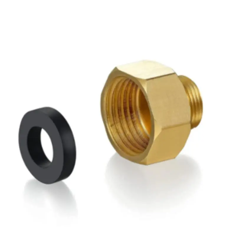 Brass Pipe Fitting Reducing Adapter with Rubber Washer, G1/2" Female to 3/8" Male Reducing Adapter Set, Kitchen Bathroom Faucet Compression Fitting