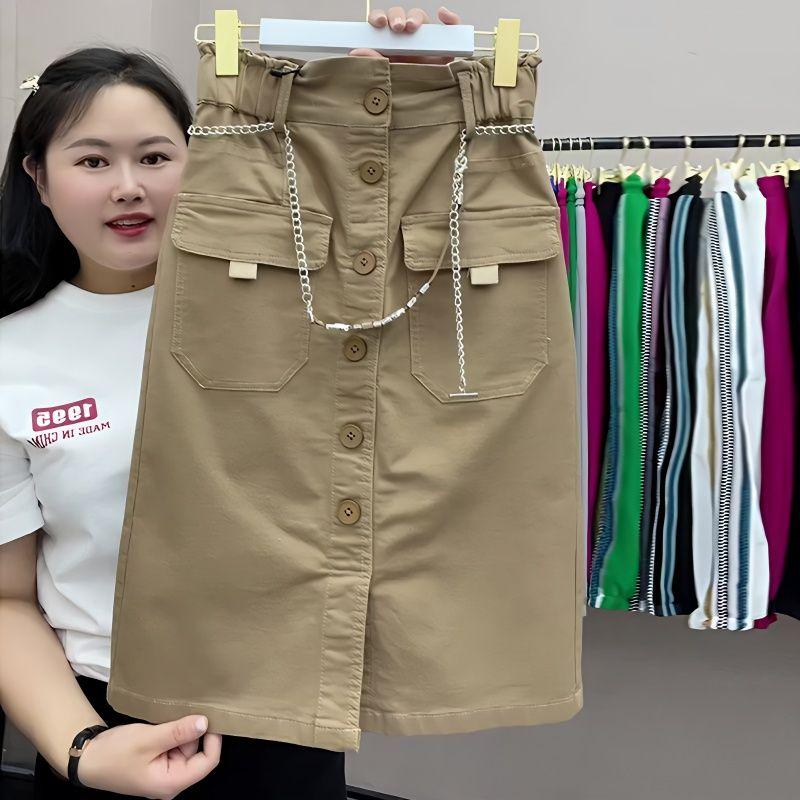 Chân Váy Dài Trung Bình Phong Cách Hàn Quốc, Hàng Châu Âu, Dành Cho Nữ, Hàng Mới Về, Một Hàng Cúc, Xẻ Tà, Chân Váy Chữ A Ôm Sát, Thích Hợp Cho Mùa Xuân Và Mùa Thu, 2024 0