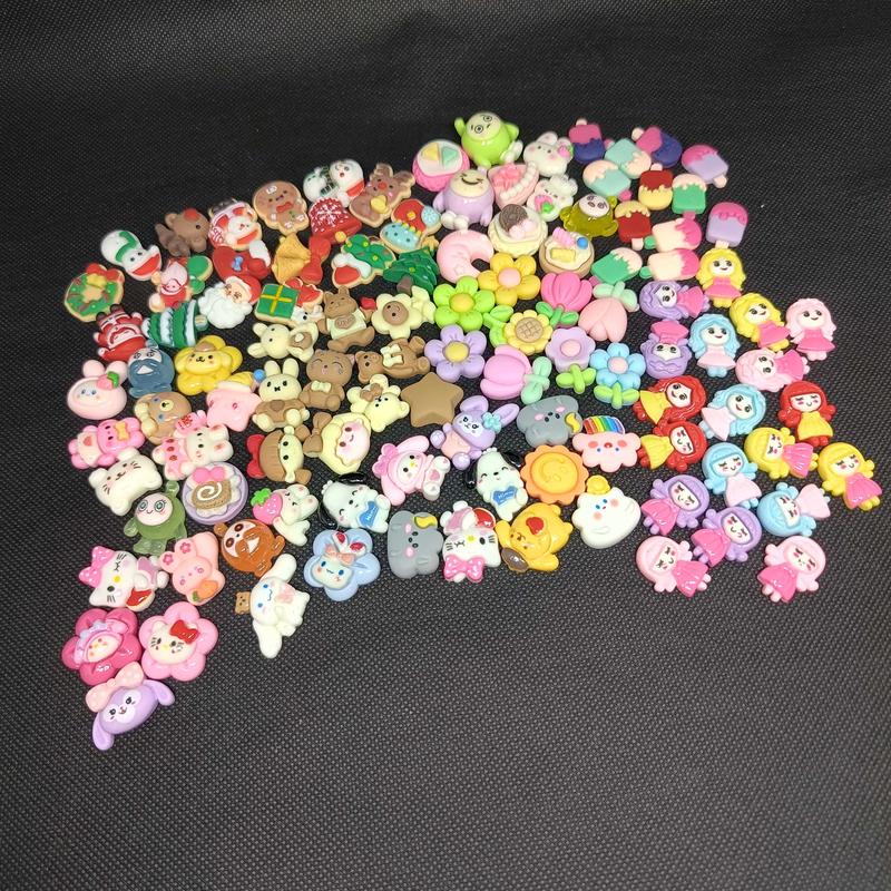 Clay Cute Selusin 12pcs Mote Manik BT21 Hello Kitty Cinnamoroll Cloud Natal Pompompurin My Melody Hiasan Bross Jepit Rambut Anak Liontin Resin Manik Mote Monte 0