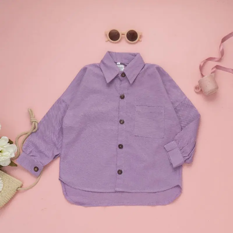 KEMEJA OVERSIZE ANAK LINEN 2-12 Tahun / KEMEJA POLOS ANAK PEREMPUAN 2