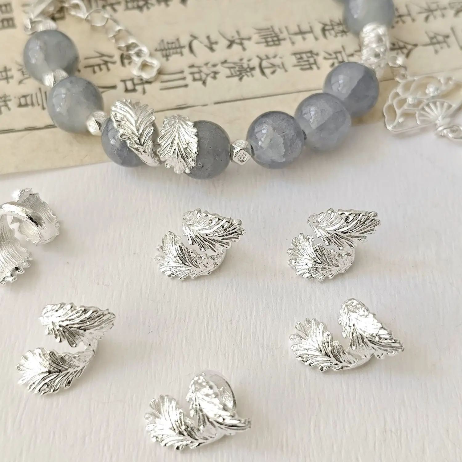 2024 [Store Hot Sale] Alloy Feather Accessories Spacer Beads Surrounding Ancient Style Tassel DIY Jewelry Accessories Beaded Bracelet String Braiding Materials