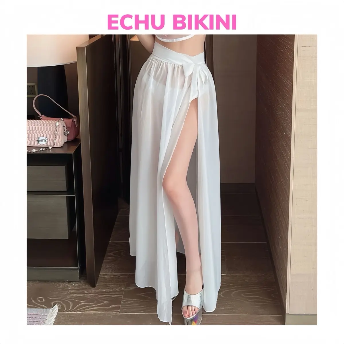 ECHU - Chân Váy Voan Dài Xẻ Tà, Mặc Kèm Bikini, Đồ Bơi, Phụ Kiện Múa