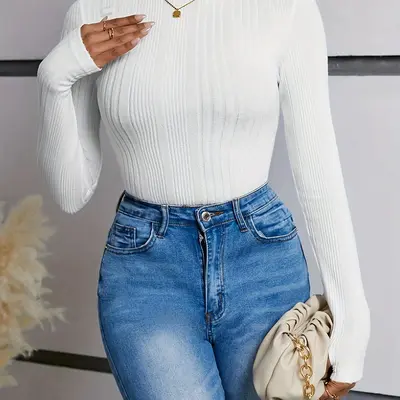 Plain white turtleneck best sale