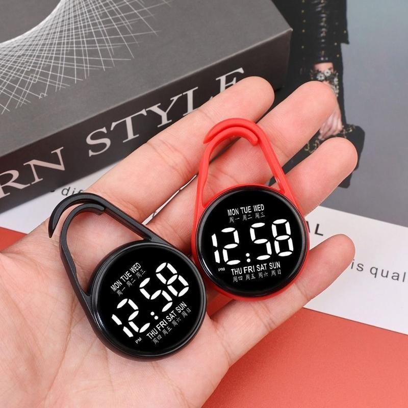 Sự sáng tạo Đèn LED Đồng hồ treo điện tử Màn hình kỹ thuật số Di động Đồng hồ bỏ túi Phong cách túi xách Chống thấm nước Đồng hồ bỏ túi phát sáng Phụ kiện thời trang cho trẻ em/người lớn