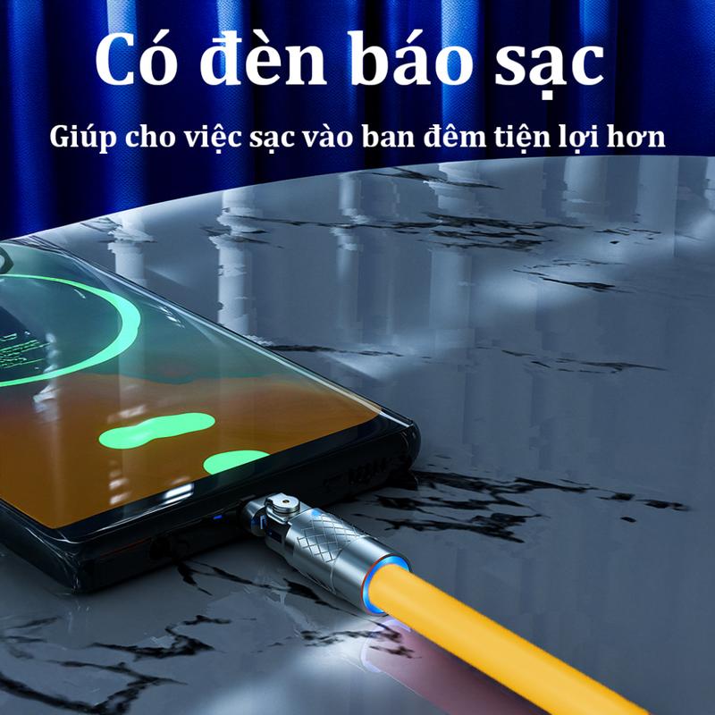 【USB to iOS - 2M（Xoay 180）】 Cáp sạc nhanh 120W，silicon Dáp sạc nhanh，Chống gãy，Sạc nhanh nhiệt độ thấp，Bộ sạc nhanh 4