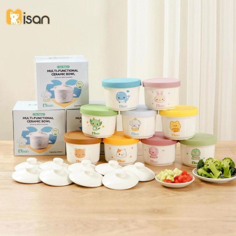 Hũ sứ 250ml cho bé ăn dặm Misan, an toàn trữ đông và hấp cách thủy, đi kèm 2 nắp tiện lợi. 9