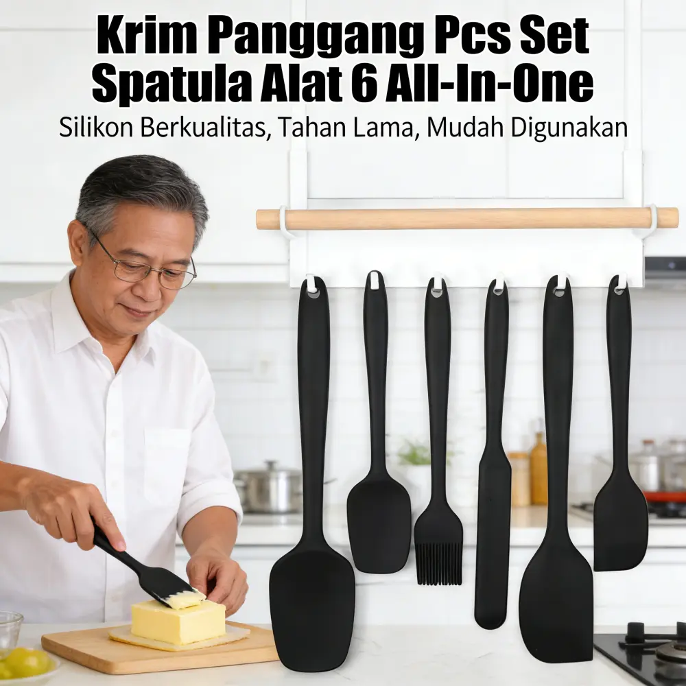 Peralatan dapur silikon pengikis set 6 buah kuas minyak terintegrasi, set spatula krim kue, alat memanggang, model DFY, kualitas premium, ukuran 100x50x20mm