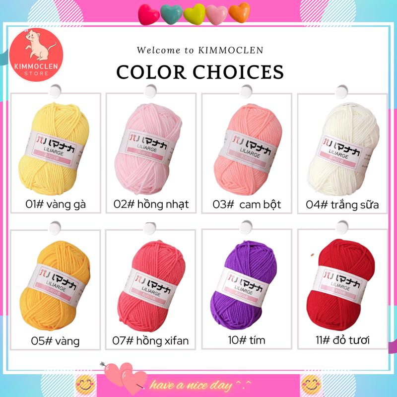 Kim Móc Len Store Len Milk Cotton Hàn Quốc 25gr Siêu Mềm Cho Người Mới Mã 01 - 62 Sợi Bông Nhẹ Mềm Bóng Không Kích Ứng Da