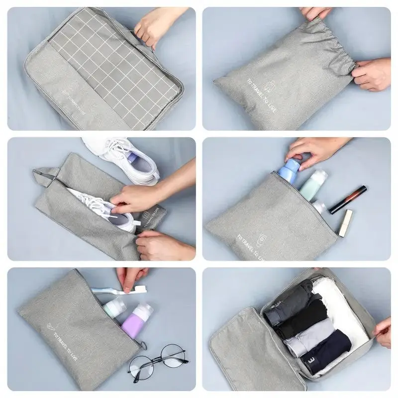 Travel Storage Bag Set, 7 Counts/set Lightweight Luggage Bag & Shoe Bag & Wash Bag, Hand Luggage Travel Bag Storage Bag 5