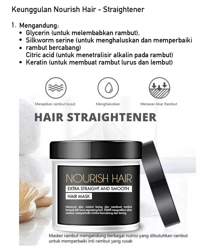 Nouris Hair pelurus Rambut Tanpa Catok BPOM 400 Grm 5