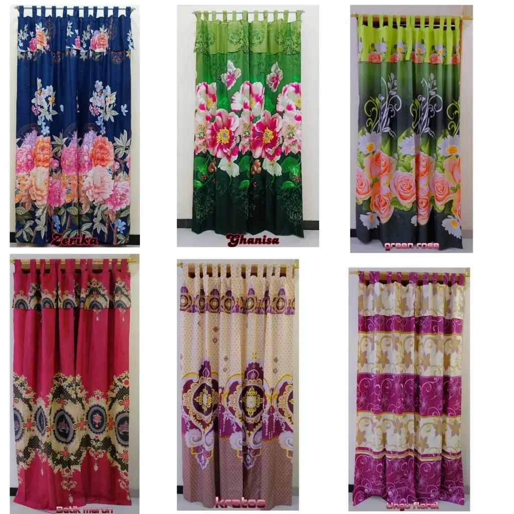 gorden pintu dan jendela motif bunga dan aesthetic uk 80 x 200