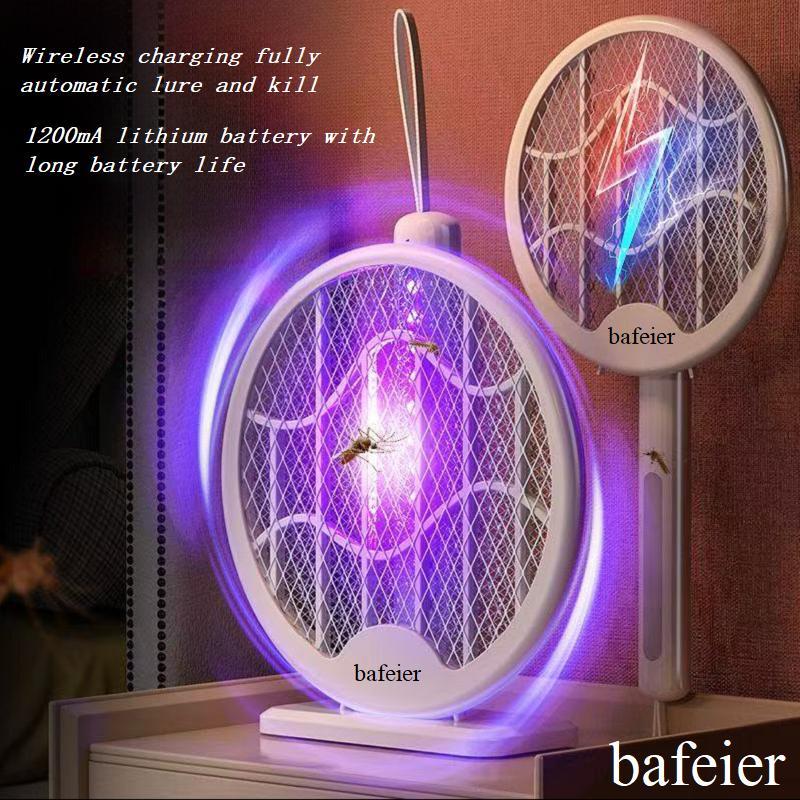 BAFEIER BAFEIER Electric Mosquito Fly Bug Zapper Racket, Foldable Bug Zapper Racket, Portable 3 in 1 Fly Swatter with Base, USB Rechargeable Mosquito Killer for Indoor Home Kitchen 8