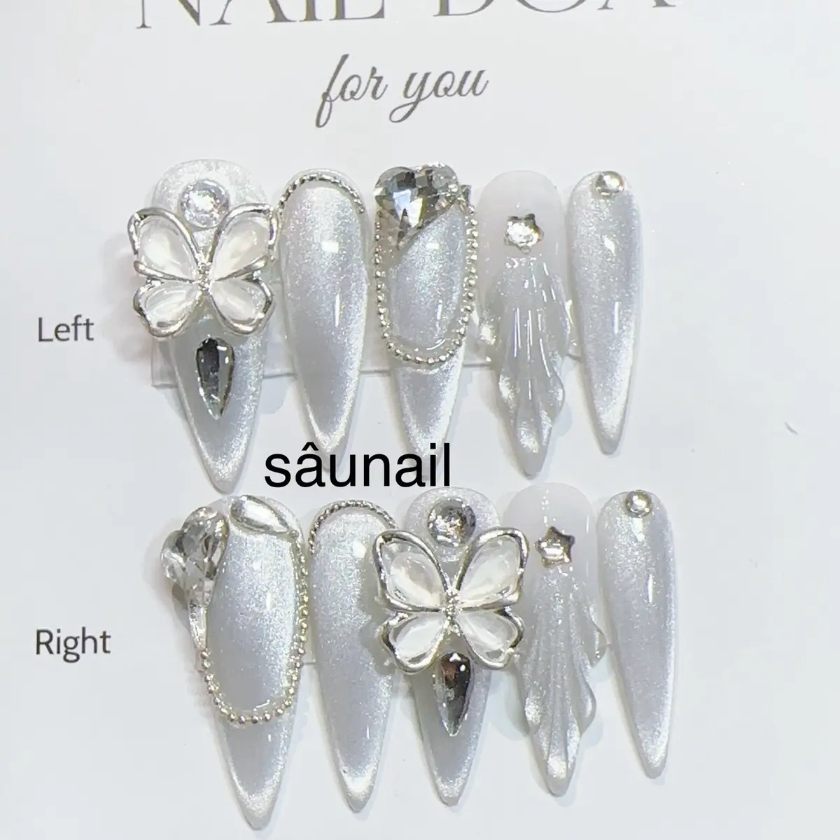 (T-21)nailsbook thiết kế đính hiệu ứng mắt mèo đính cham đá siêu xinh m14