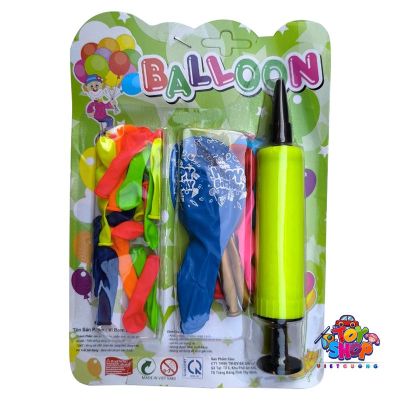 Vỉ bong bóng kèm ống bơm, bong bóng Happy Birthday nhiều màu sắc