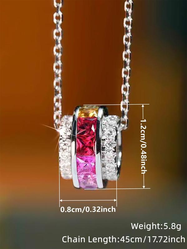 Artificial Zircon Decorated Pendant Necklace for Women, Elegant Jewelry for Party, Daily Clothing Decor, Trendy All-match & Exquisite Jewelry for Birthday Gift 1