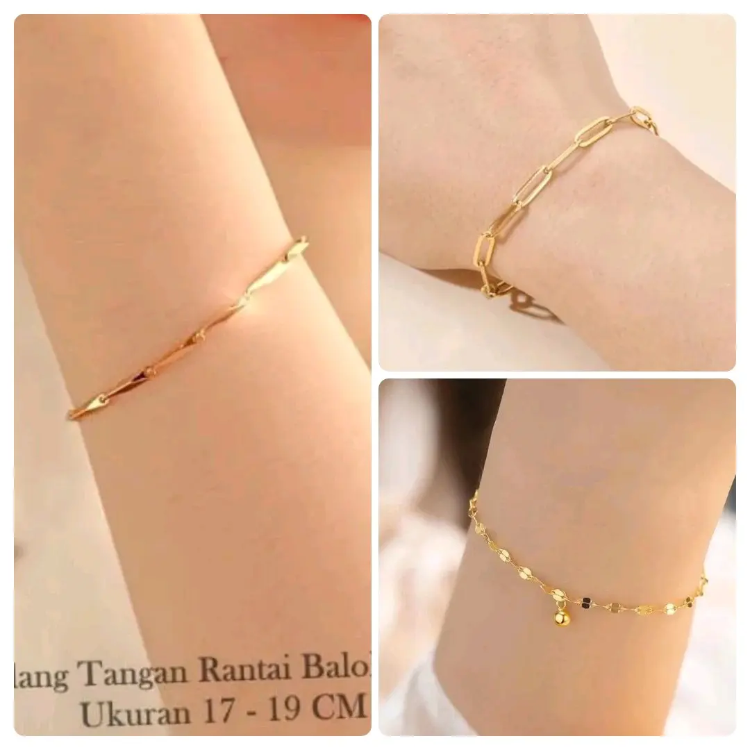 Gelang Tangan Titanium Biji-bijian Anti Karat Aksesoris Elegan