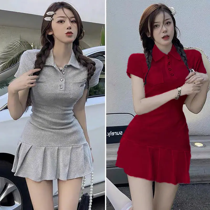 < SẢN PHẨM ĐANG THỊNH HÀNH  - BEST SELLER >    đầm polo thiết kế xếp li xinh xắn K32 4